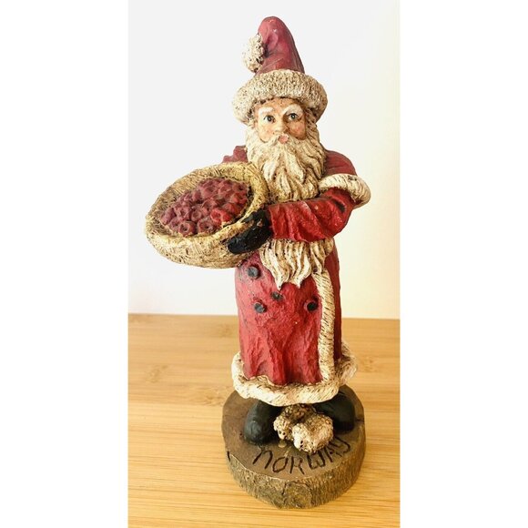 Santa Figurine Norway 8.5” High Hand Craved In Virginia  By Wood World - Picture 1 of 8